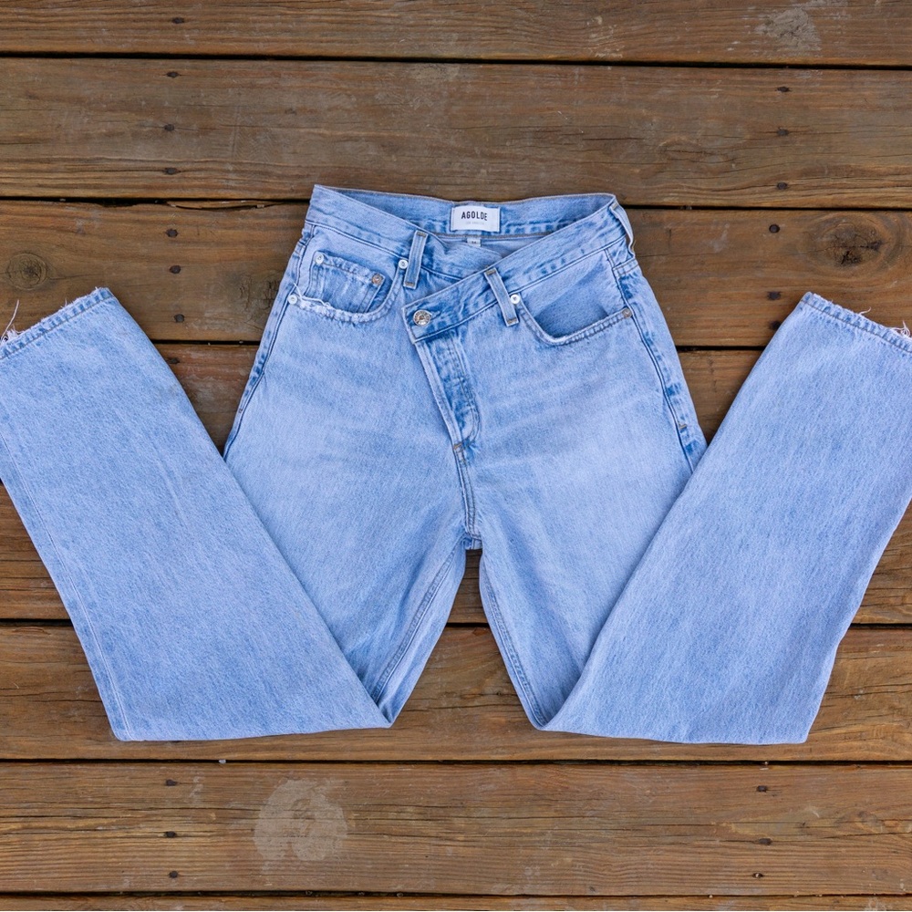 AGOLDE Criss Cross Jeans in Light Blue Size 24
